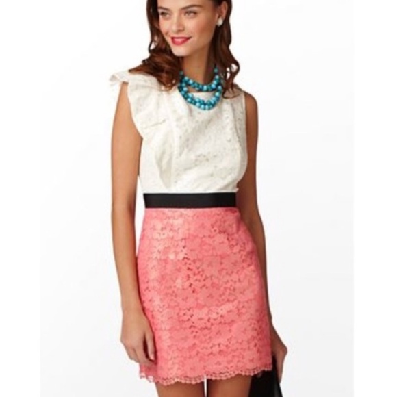 Lilly Pulitzer Dresses & Skirts - Lilly Pulitzer lace dress - ivory and coral